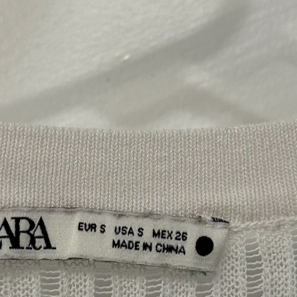 Zara See-Through Mesh Ribbed White T-Shirt Size S - Picture 2 of 4